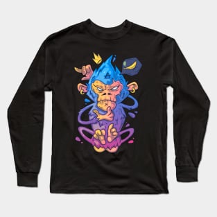 creative monkey illustration Long Sleeve T-Shirt